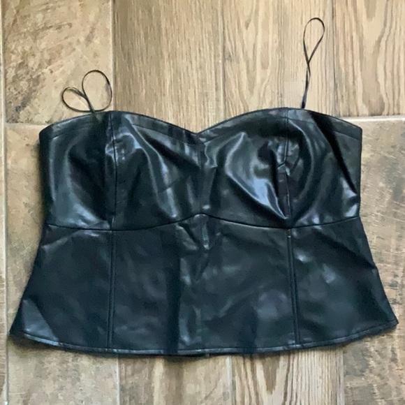 Anthropologie Tops - Anthropologie Black Faux Leather Corset